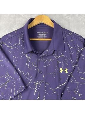 Under Armour Playoff Polo Purple Floral Golf Shirt Men 3XLT Big Tall Golf Preppy